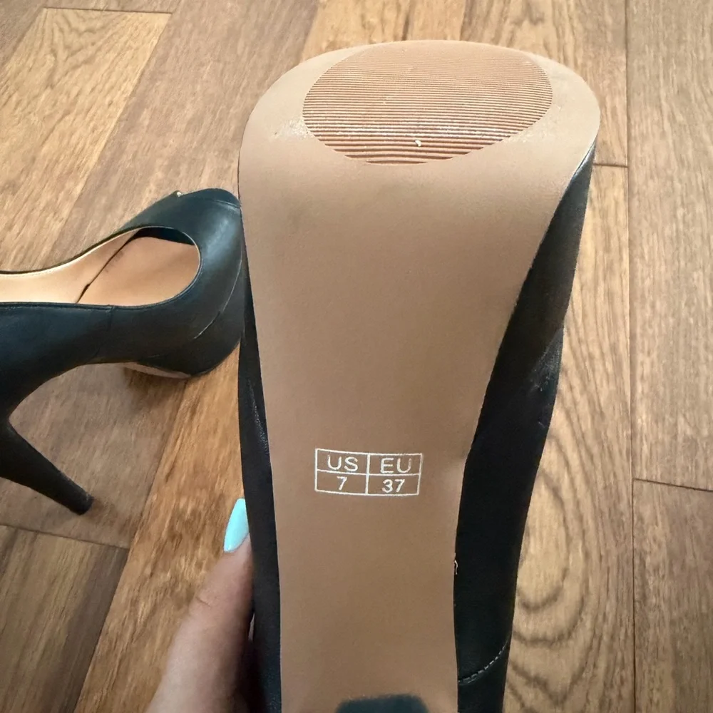 Classic Black Peep-Toe Platform Pumps